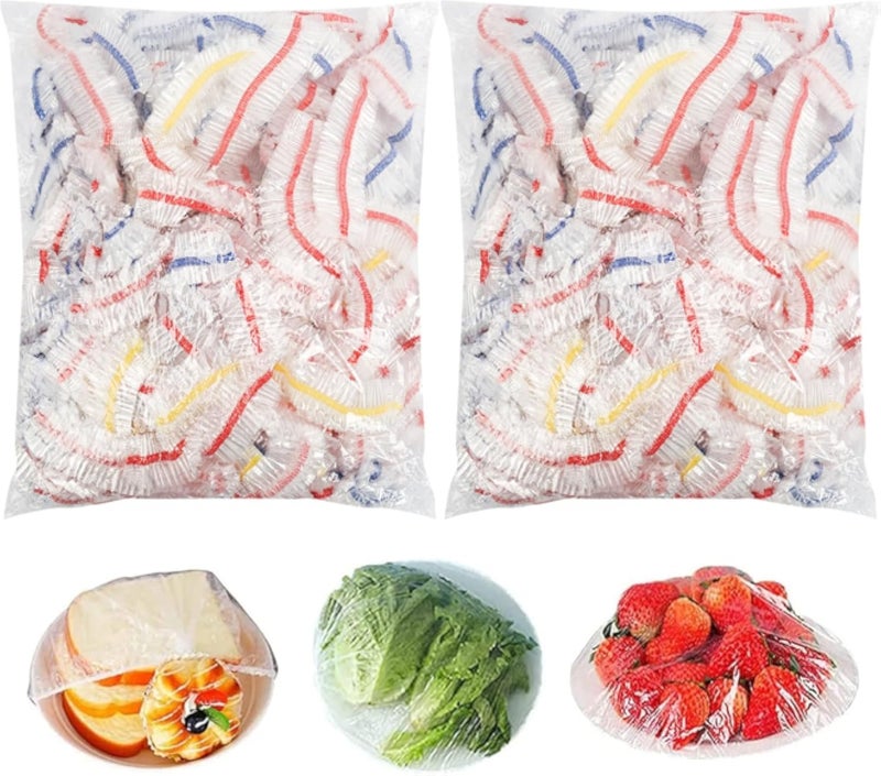 Homelove Plastic Bowl Cover Dish Cover Food Cover, 200pcs Reusable Elastic Stretch Fresh Keeping Covers, Kitchen Dining Cookware Canning Lids Food Bags, Universal Kitchen Plastic Wrap [Colorful]